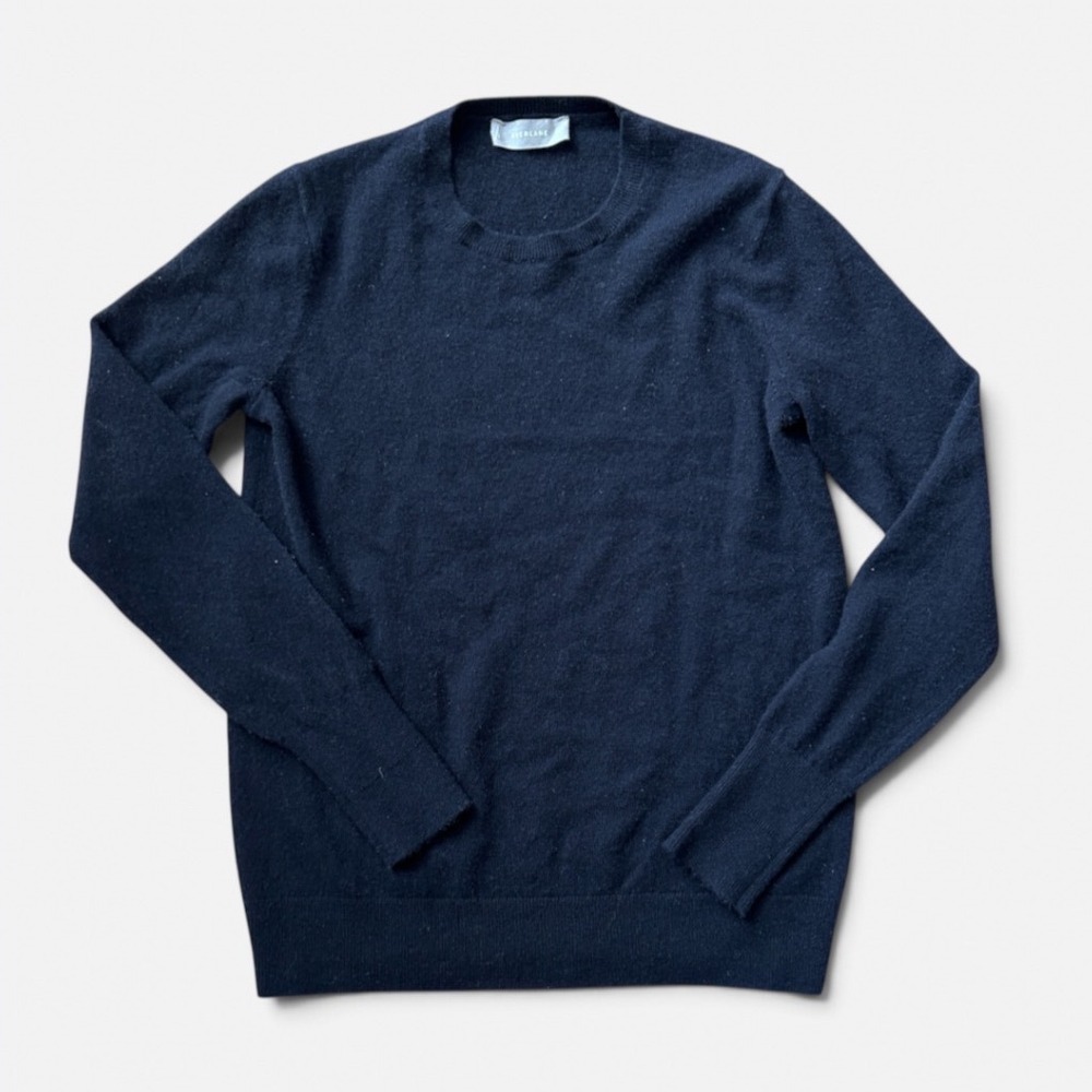 Everlane Women Navy Blue Cashmere Crewneck Sweater Long Sleeve Minimalist Size M